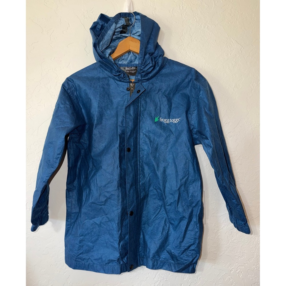 Frogg Toggs Youth Large Blue Polly Woggs Ultra-Lite Rain Jacket Hooded L